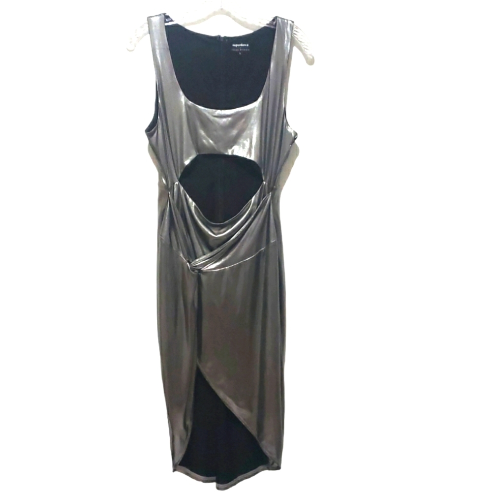 superdown Metallic Silver Cutout Dress